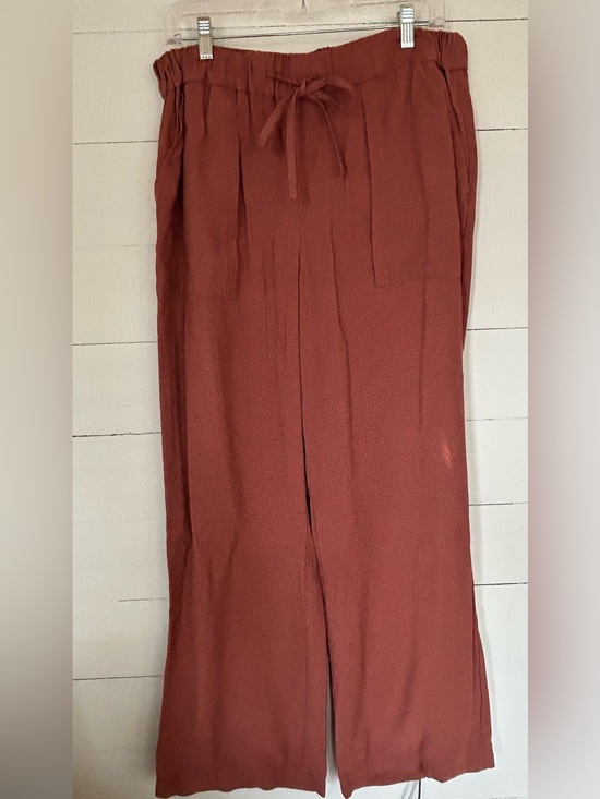 LOFT Pants - Loft Wide Leg Drawstring Pants W/Front and Back Pockets, Rust Color, Size Large